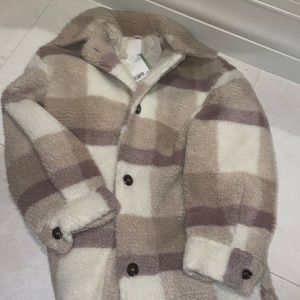 HM Faux Fur Plaid Coat